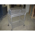 Metal 2-Tier Double Basket Rolling Wire Mail Cart 18x31